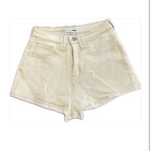 Fashion Nova Tan Denim Shorts XS High Waisted Fitted Summer Shorts